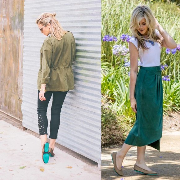 TIEKS Metallic Bronze & Turquoise Leather Foldable Ballet Flats Size 7 - Picture 15 of 16